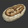 Game Movie Character Inspired Mystery Egg With Fossil Like Face Texture And Brown Uneven Surface