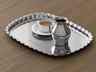 Tray Tea Cup Teapot Saucer Cup Set Stainless Steel Kettle Tray Tea Cup Tea Pot Saucer Cup Set 3d model