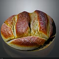 Freshly Baked Round Bread With Golden Red Crust And Shiny Surface