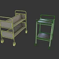 Metal Utility Carts With Multiple Shelves And Rolling Wheels For Storage Use 3d model