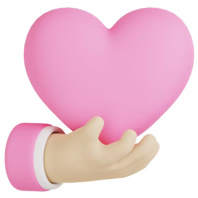 Cute Pink Heart Decorative Ornament Set with Hand Holding Design for Home Decor 3d model