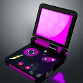 Portable Flip Gaming Console With Pink Screen Black Purple Body And Colorful Buttons