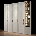 Modern Elegant Wardrobe Design With Display Shelf And Decorative Items 3d model