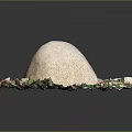 Natural Stone and Wood Decorative Structure with Surrounding Shells and Colored Fragments
