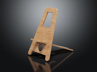 Wooden Easel Stand With Round Cutout And Natural Wood Structure 3d model