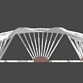 Modern Pergola With Wavy White Structure And Radial Supporting Elements Featuring Benches On Paved Plaza 3d model