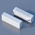 Two White Rectangular Household Storage Boxes With Line Design And Small Logo 3d model