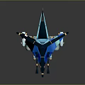 Detailed Sci Fi Helicopter 3D Model With Futuristic Blue Design Rotors And Weapons