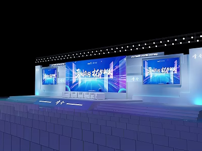 Modern Stage Design With Blue Background Large Screens And Lighting 3d model