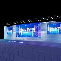 Modern Stage Design With Blue Background Large Screens And Lighting