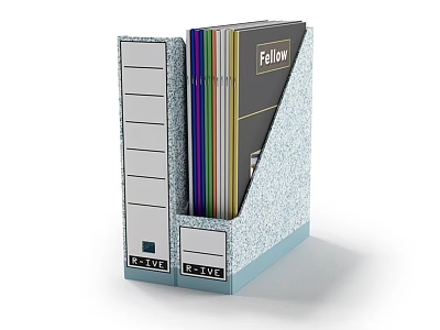 File Organizer With Colorful Files And Fellow Magazine For Office Storage 3d model