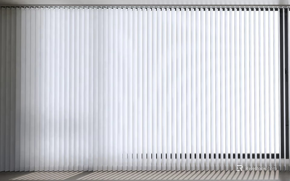 White Vertical Blinds Curtains For Modern Home Interior With Light Filtering Design 3d model