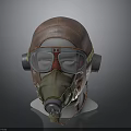 Vintage Pilot Helmet With Leather Goggles Breathing Mask And Straps