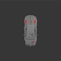 Silver Sports Car With EP Logo Red Accents Rear Spoiler White Wheels And Red Seats