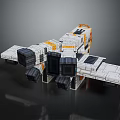 Futuristic Aerospace Spacecraft With Modular White Orange Structure And Solar Panels 3d model