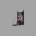 Chicago Bulls Themed Window Display with Checkered Pattern Basketball Elements and Red Accents