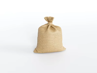 Natural Burlap Sack With Knotted Top As Everyday Household Item Isolated On White 3d model