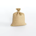 Natural Burlap Sack With Knotted Top As Everyday Household Item Isolated On White