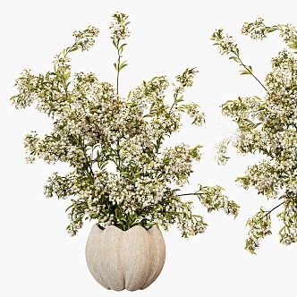 Floral vase ornaments Floral flower arrangement Floral dry branch green plant 3d model