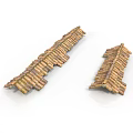 Two Building Roof Tile Structures With Wooden Texture And Long Short Shapes