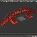 Black Metal Arch Bridge With Red Brick Piers And Truss Structure Design