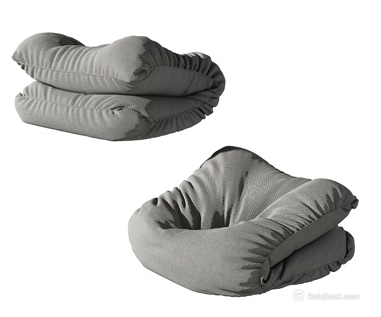 Gray Foldable Bean Bag Chair Soft Lounge Seating For Home Relaxation 3d model