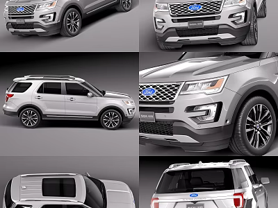 Ford SUV Exterior Design Showcasing Front Side Rear Views With Grille Headlights And Wheels 3d model