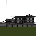 Elegant Traditional Chinese Ancient Architecture With Courtyard Sloped Roof And Decorative Elements