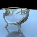 Modern Leisure Accent Chair With Wooden Slatted Backrest White Cushion And Slim Legs