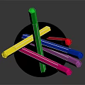 Colorful Writing Pens in Black Mesh Pen Holder for Office Desk