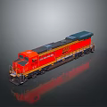 Red Train Locomotive Featuring Black Details On Shiny Surface With Dark Background Reflection 3d model