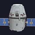 White Spacecraft Crew Capsule With Blue Solar Panels And Orbital Modules 3d model