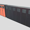 Row of Orange and Dark Gray Lockers with Ventilated Doors and Metal Frames