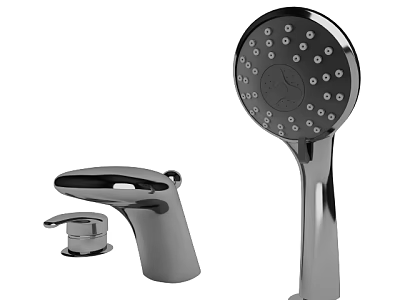 Modern Handheld Shower Head And Faucet Set With Chrome Finish Multiple Spray Nozzles 3d model