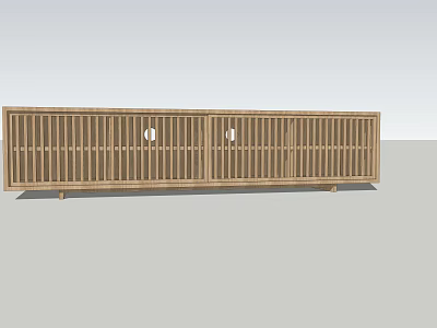 Wooden TV Stand With Vertical Slats And Circular Accents Light Wood Finish 3d model