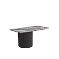 Modern Minimalist Coffee Table With Marble Top And Black Cylindrical Base 3d model