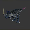 3D Rendered Triceratops Model With Large Horns Textured Gray Skin And Spiked Back