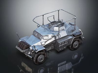 Vintage Military Off Road Vehicle With Metal Exterior And Roof Rack 3d model