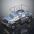 Vintage Military Off Road Vehicle With Metal Exterior And Roof Rack
