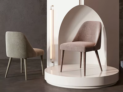 Minimalist Dining Chairs In Light Gray And Soft Pink With Curved Backrest And Slim Legs 3d model