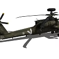 Military Attack Helicopter With Green Camouflage Rotor Blades And Weapons System