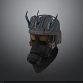 Futuristic Sci Fi Helmet With Spiked Protrusions Orange Eyes And Mechanical Design