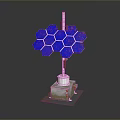 Computer Hardware Component Hexagonal Blue Module With White Stand Base And Modern Design Structure