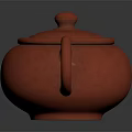 Traditional Red Ceramic Teapot With Intricate Carved Design For Tea Set Decor 3d model