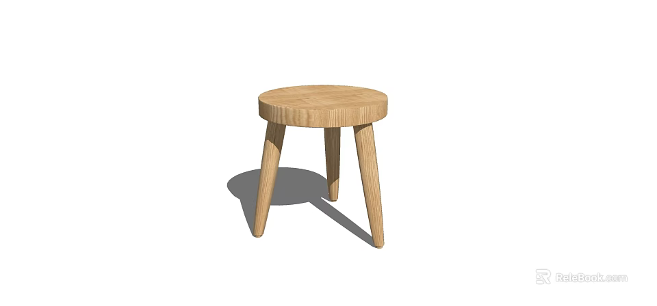 Modern Round Wooden Side Table With Three Legs And Smooth Surface Design 3d model 