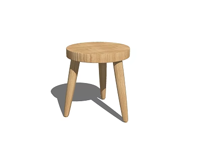 Modern Round Wooden Side Table With Three Legs And Smooth Surface Design 3d model