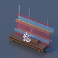 Colorful Layered Decorative Panels With Wooden Base And Transparent Display Figure