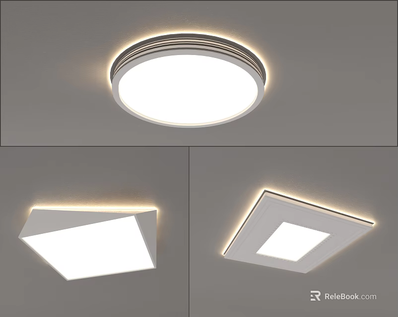 Modern Ceiling Lights Featuring Round And Square Shapes With Bright Illumination 3d model 