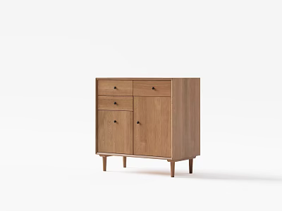 Modern Oak Wood Sideboard With Drawers And Simple Cabinet Design 3d model