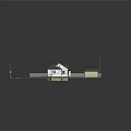 Cartoon Scene Of White House With Green Roof Green Door Steps Garage Lawn And Driveway